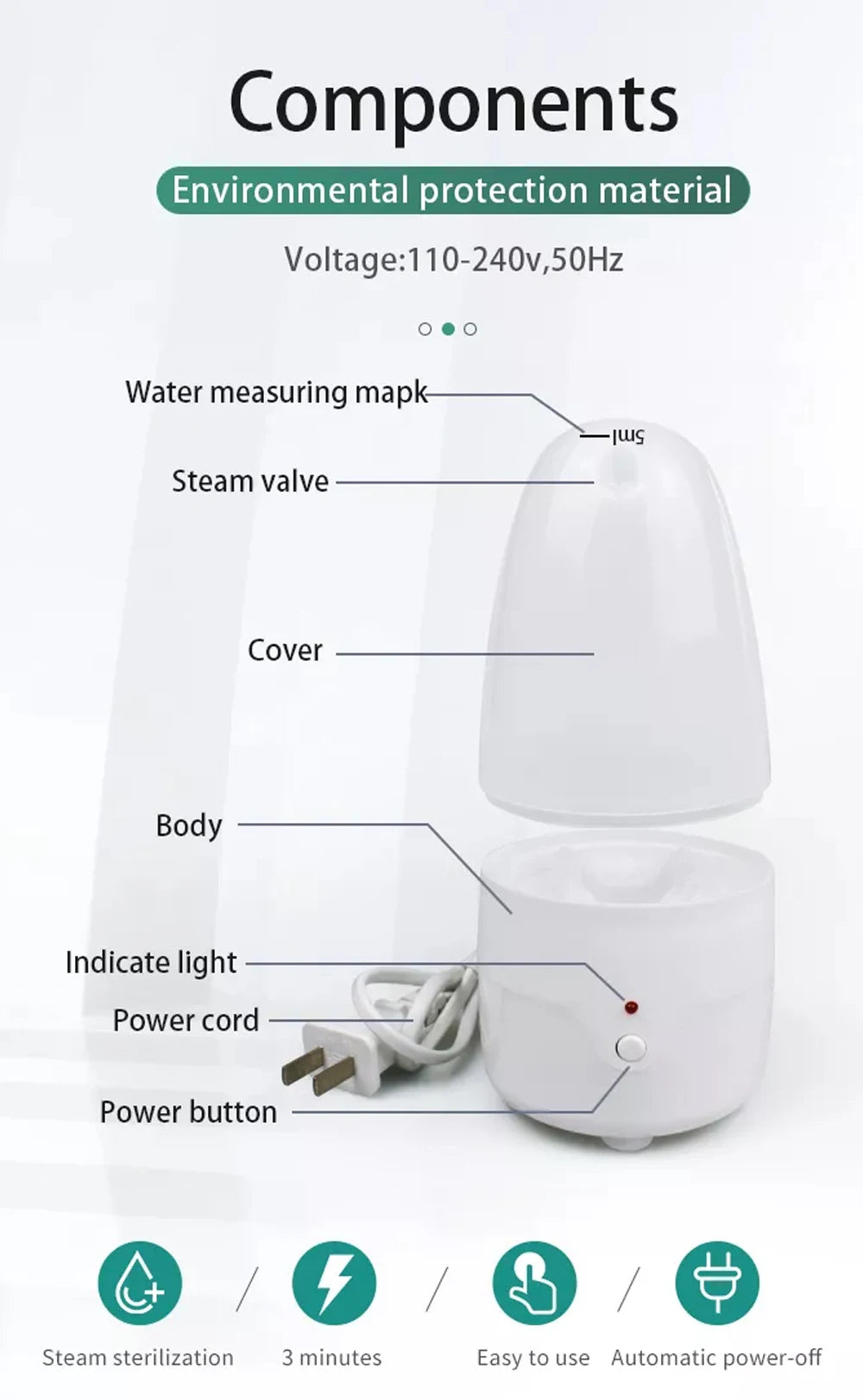 Stérilisateur vapeur portable - coupe menstruelle tétines et petits accessoires bébé