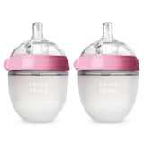 Lot 2 biberons bébé sans BPA silicone vert/rose - biberon enfant 5 oz et 8 oz
