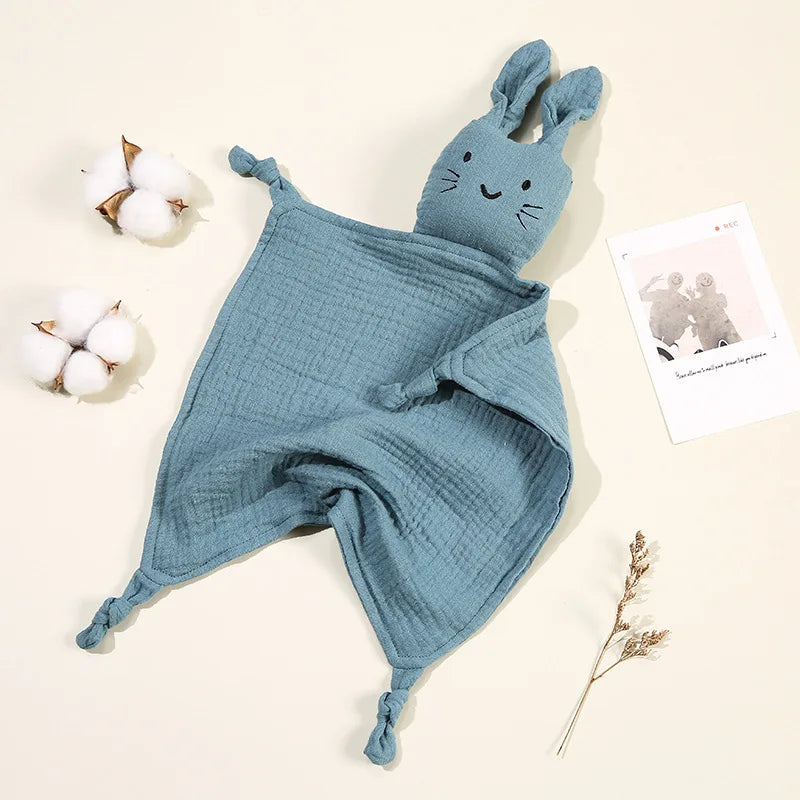 Doudou chat mignon bébé Mybooni — Mousseline coton bavoir apaisement sommeil