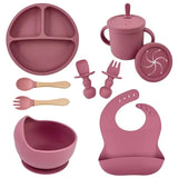 Set vaisselle bébé silicone sans BPA Mybooni — Bol ventouse assiette tasse couverts