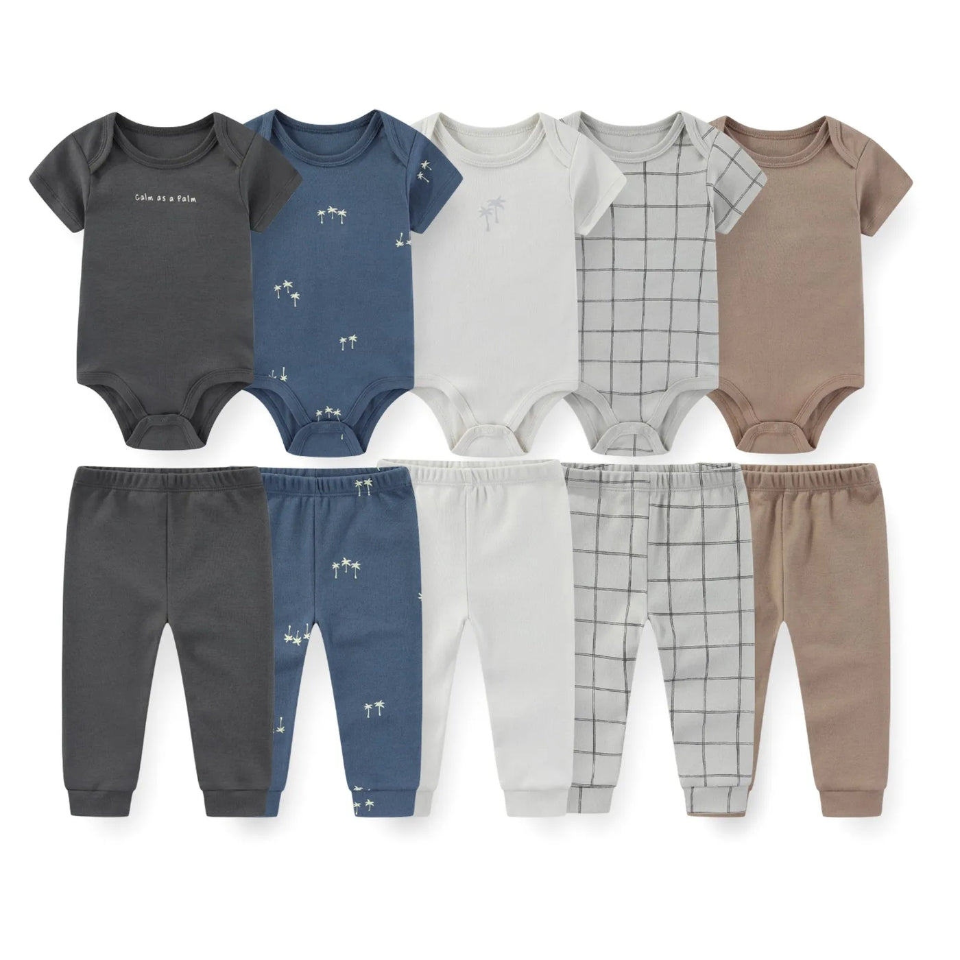 Coffret vêtements bébé 10 pièces Mybooni — Body et pantalon toutes saisons