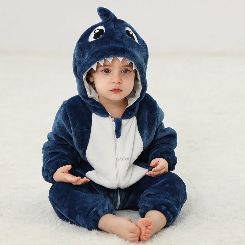 Combinaison pyjama bébé flanelle cartoon - grenouillère licorne/lapin/dinosaure animal