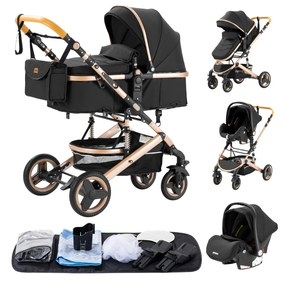 Poussette 3-en-1 multifonction Mybooni — Nacelle pliable légère