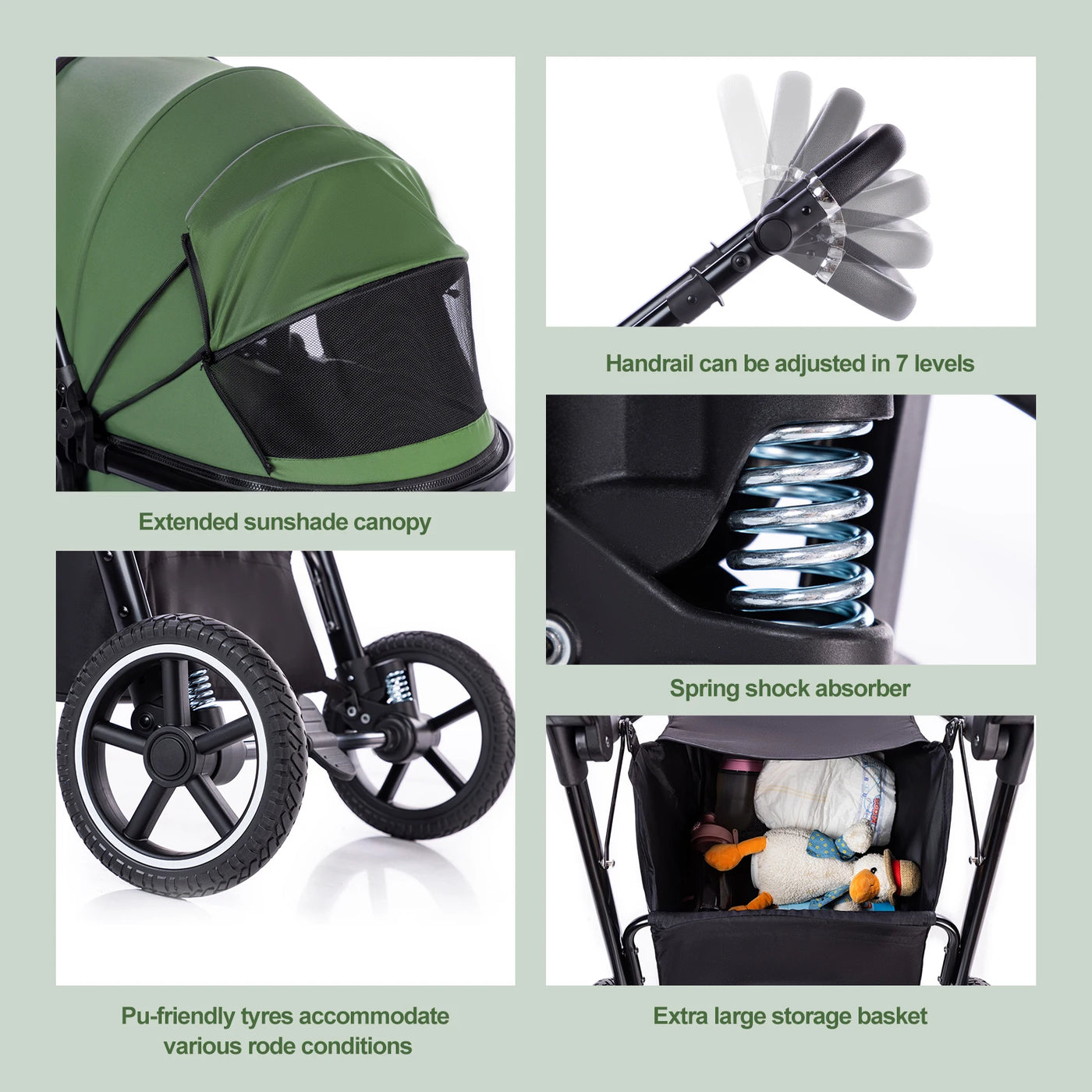 Poussette 3-en-1 pliable Bouni — Norme EU nouveau-né