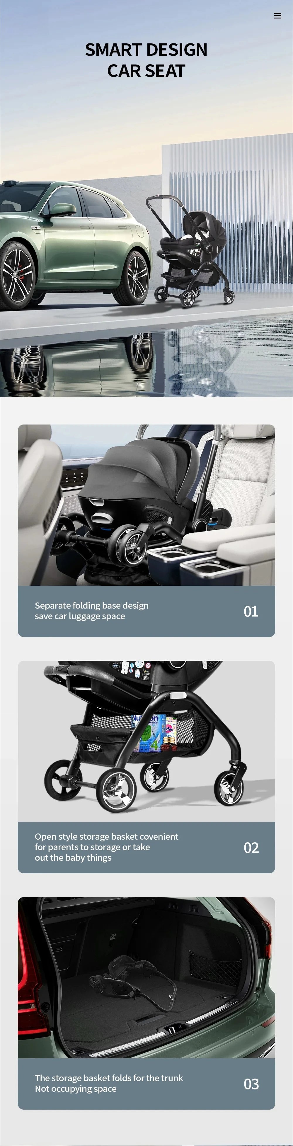 Poussette rose 4-en-1 avec nacelle siège auto de luxe pliable livraison EU