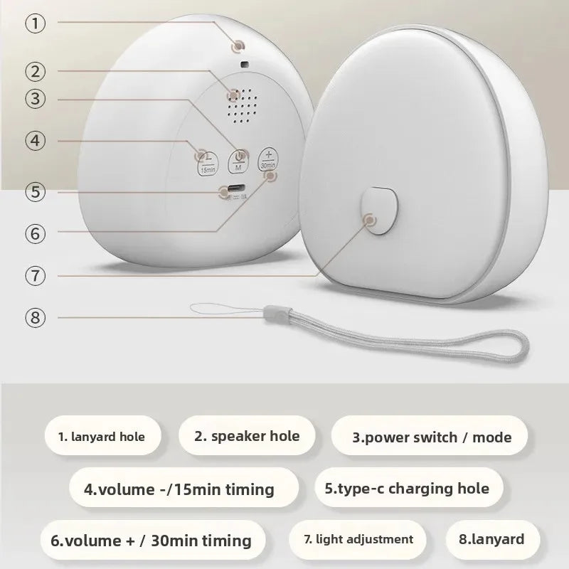 Machine à bruit blanc veilleuse LED Mybooni — Sons relaxants rechargeable bébé