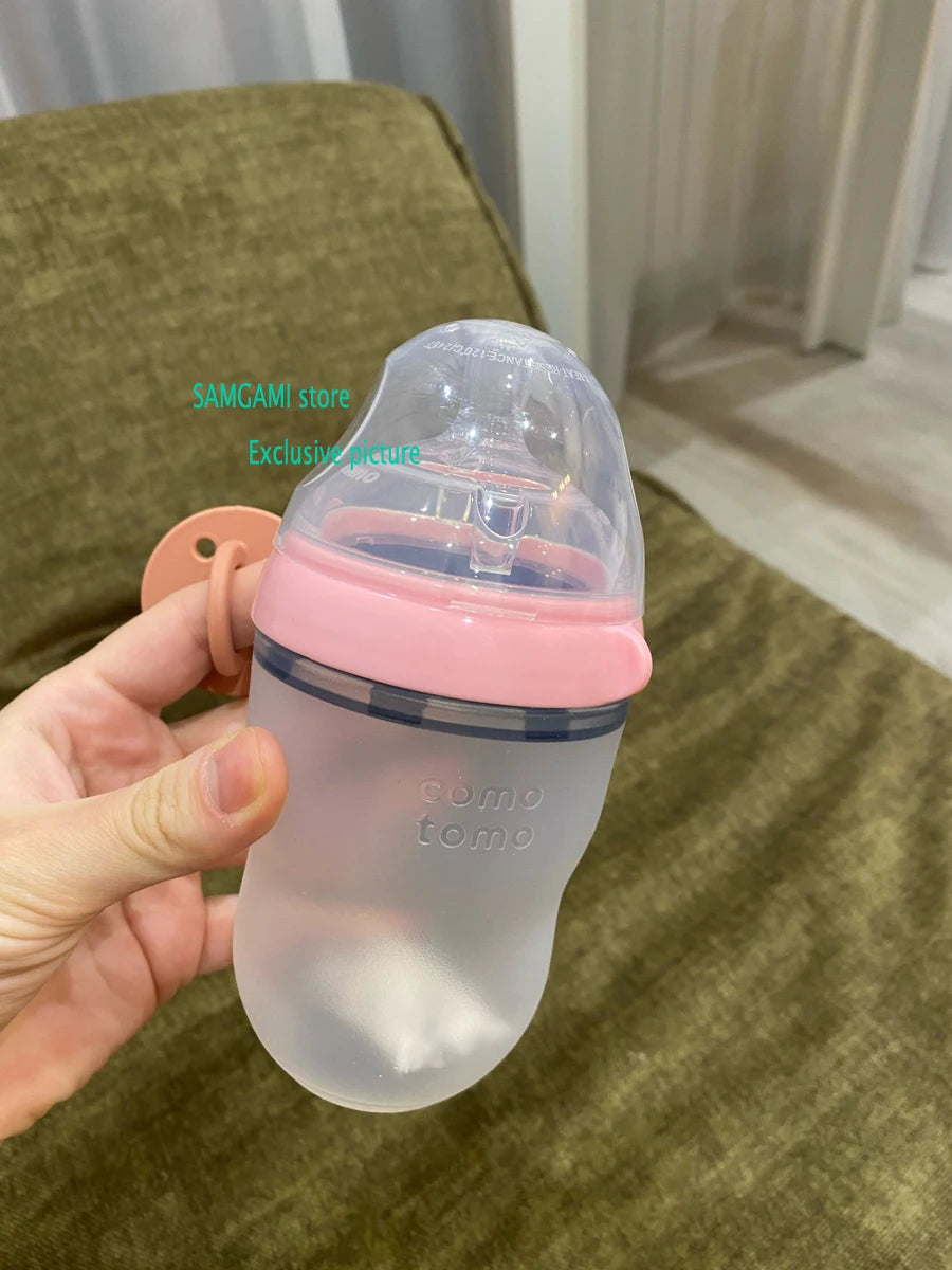 Lot 2 biberons bébé sans BPA silicone vert/rose - biberon enfant 5 oz et 8 oz