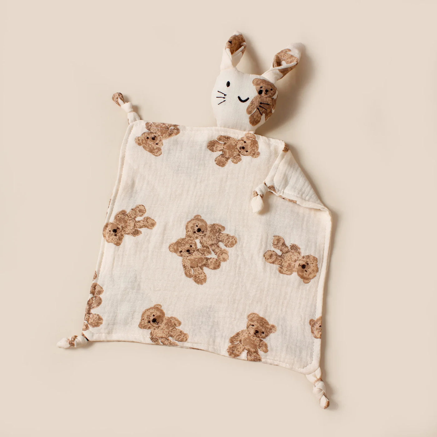 Doudou chat en mousseline coton pour nouveau-né