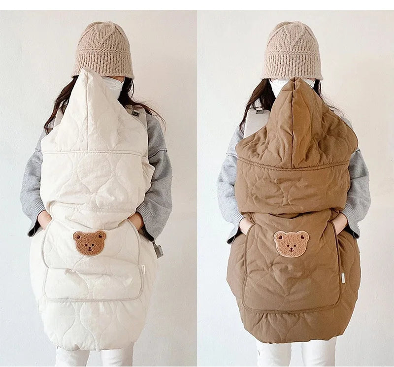 Cape à capuche bébé pour poussette et porte-bébé