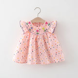 Robe bébé coton brodée fleurs Mybooni — Imprimé pois colorés