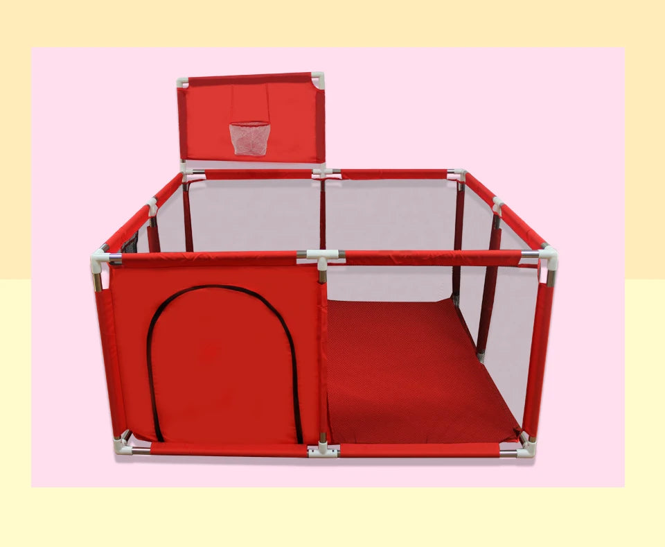 Parc bébé carré IMBABY avec tableau de basketball - aire de jeu sécurisée grande taille