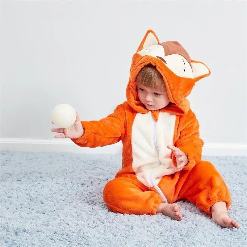 Combinaison pyjama bébé flanelle cartoon - grenouillère licorne/lapin/dinosaure animal