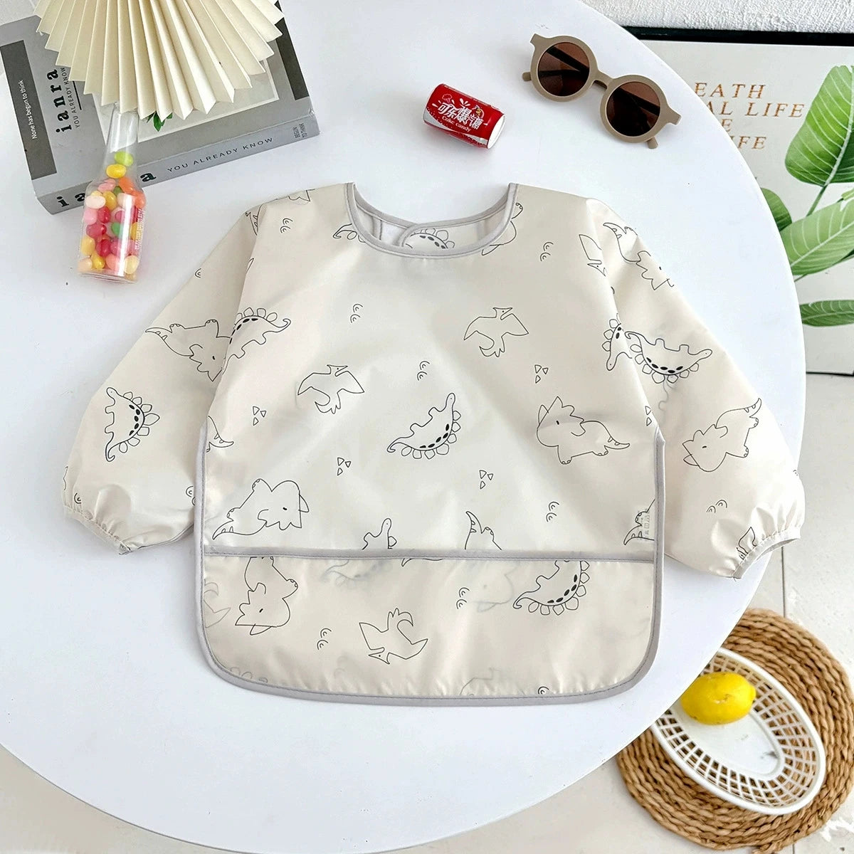 Bavoir tablier imperméable bébé manches longues - smock alimentation enfant plastron bavette vêtement