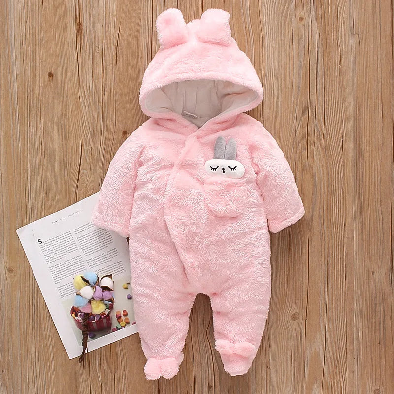 Combinaison bébé automne-hiver peluche chaud - grenouillère cartoon chien/lapin 0-2 ans