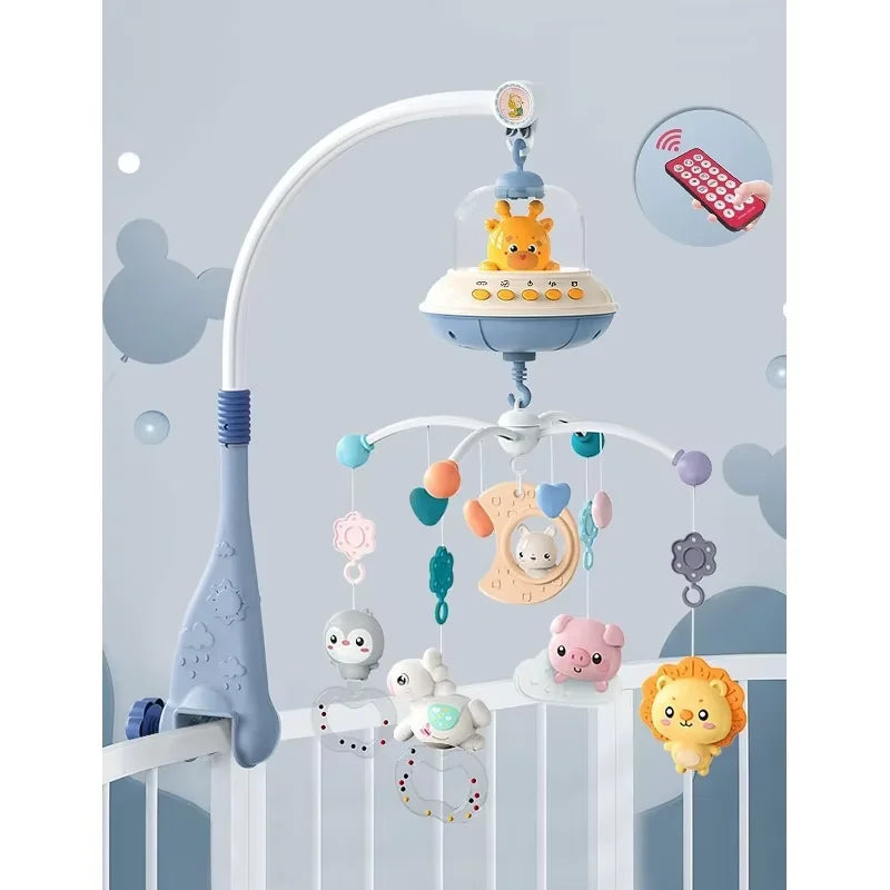Mobile musical lumineux et projecteur pour lit bébé - télécommande jouet nouveau-né