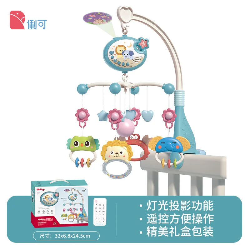 Mobile musical lumineux et projecteur pour lit bébé - télécommande jouet nouveau-né