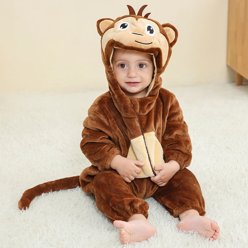 Grenouillère hiver animaux à capuche Mybooni — Combinaison 0-18M