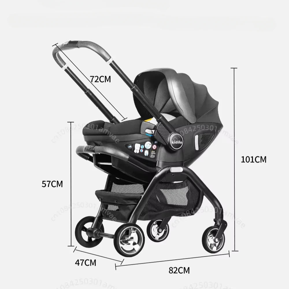 Poussette 3-en-1 portable Bouni — Nacelle nouveau-né et siège auto