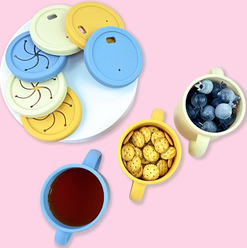 Set repas bébé silicone sans BPA ventouse - bol assiette tasse paille cuillère fourchette enfant