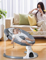 Balancelle électrique bébé grise dans un salon | Mybooni