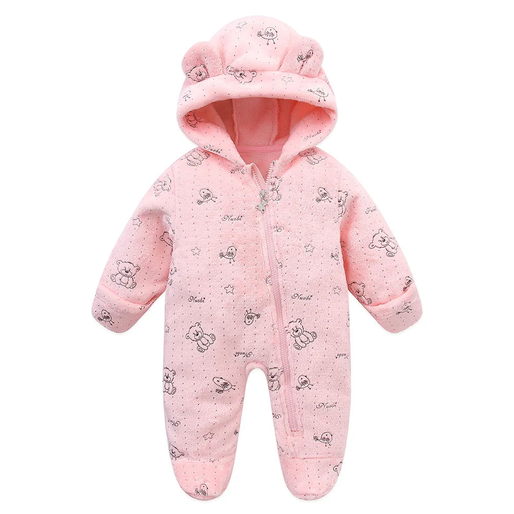 Grenouillère bébé flanelle douce chaude - combinaison imprimée cartoon automne-hiver 0-19 mois