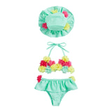 Bikini 3 pièces bébé fille Mybooni — Imprimé fleurs avec chapeau
