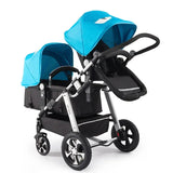 Poussette double jumeaux pliable Mybooni — Double siège landau avec amortisseurs