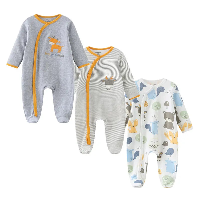 Lot 3 grenouillères bébé unisexe Mybooni — Manches longues coton