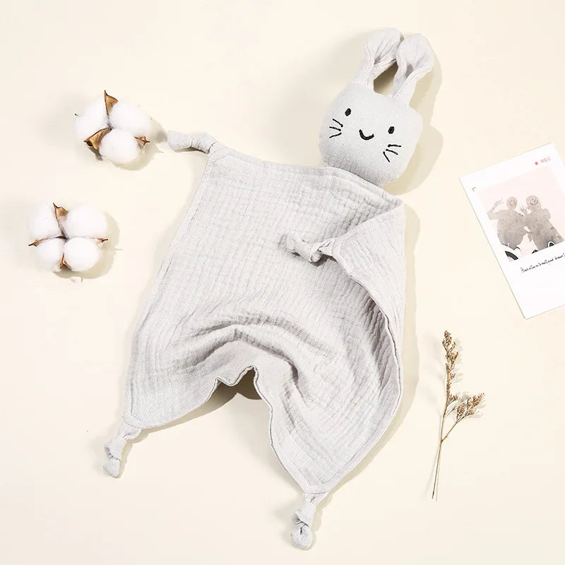 Doudou chat mignon bébé Mybooni — Mousseline coton bavoir apaisement sommeil