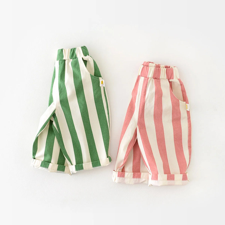 Pantalon rayé taille haute enfant MILANCEL - style coréen décontracté