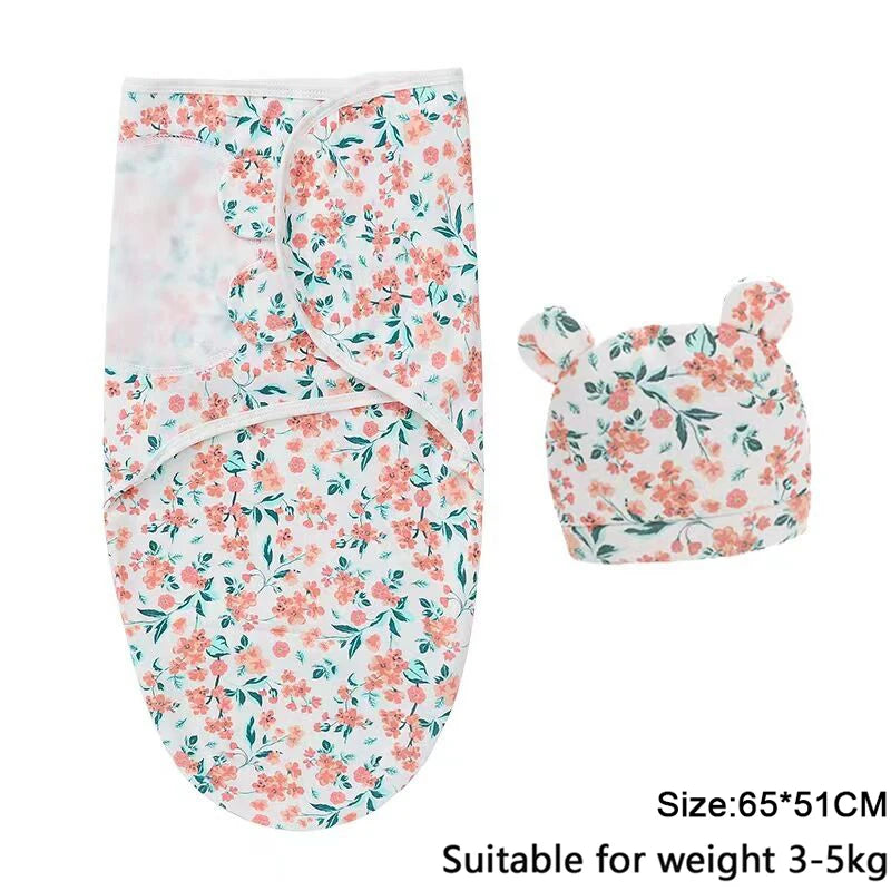 Ensemble couverture et bonnet pour nouveau-né en coton 0-6 mois