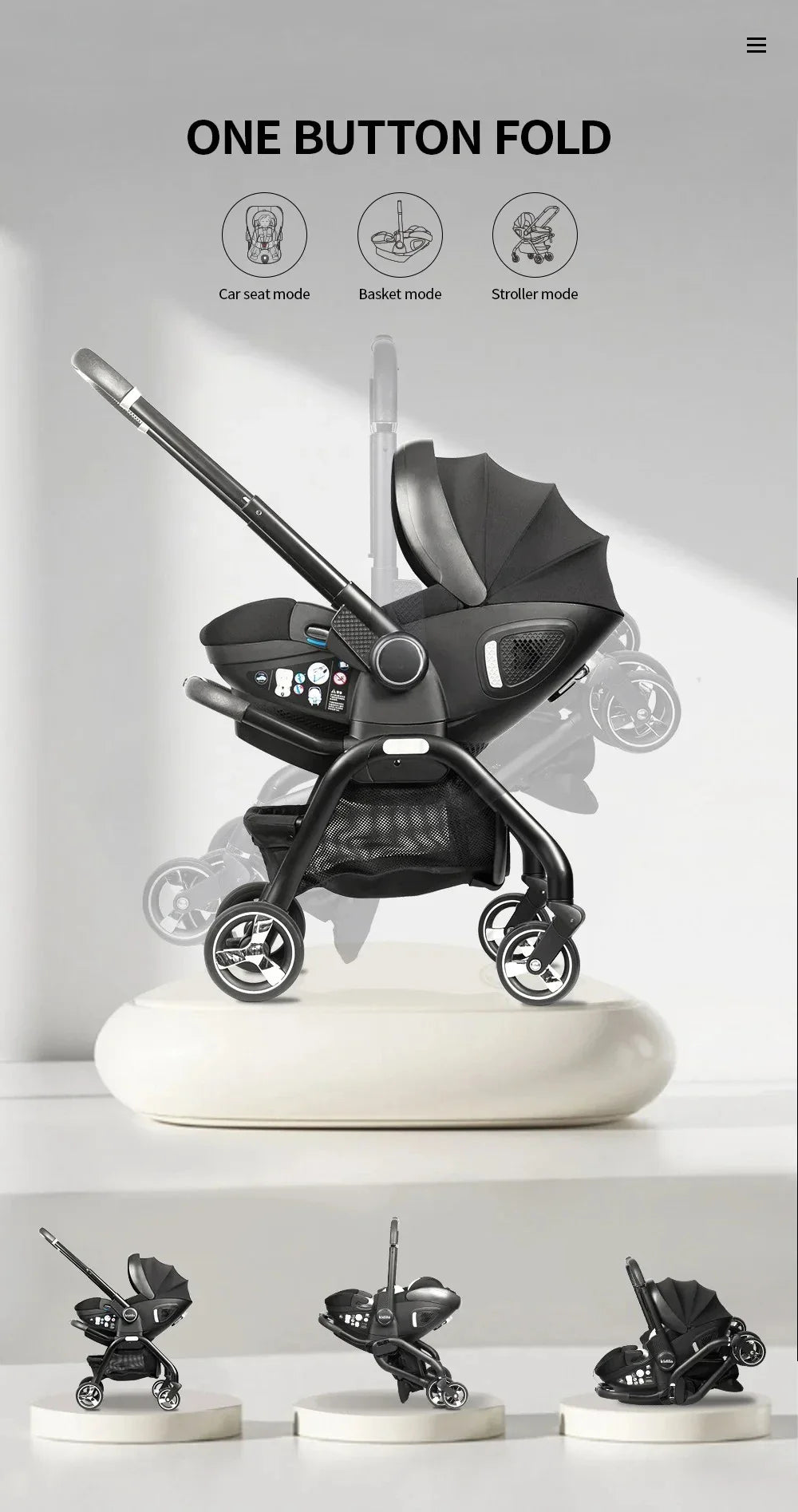 Poussette 4-en-1 Bouni — pliage compact en 1 bouton