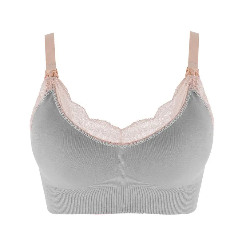 Soutien-gorge d'allaitement sans armatures coloris gris clair | Mybooni