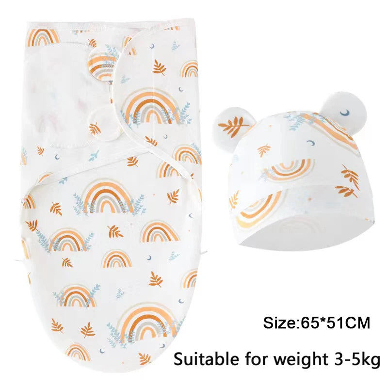 Ensemble couverture et bonnet pour nouveau-né en coton 0-6 mois