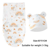 Ensemble couverture et bonnet pour nouveau-né en coton 0-6 mois