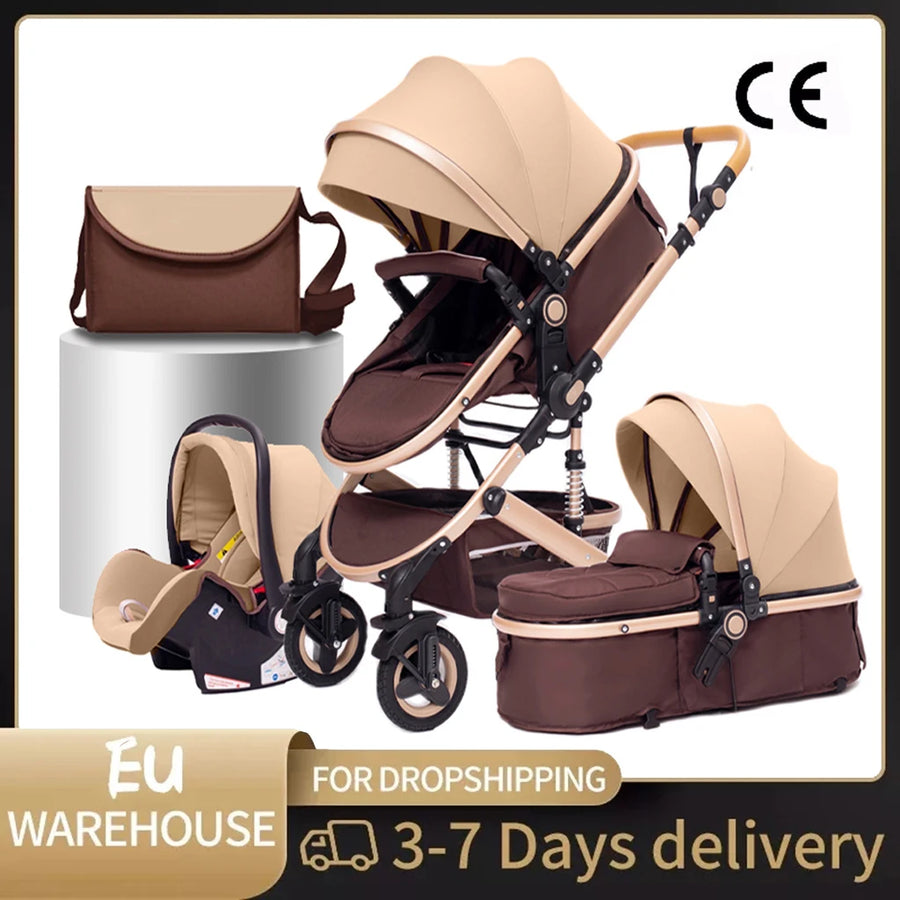 Poussette 3-en-1 pliable Bouni — Multifonction siège auto inclus