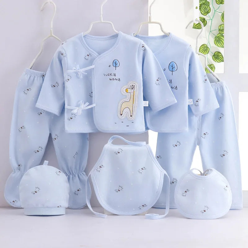 Coffret vêtements bébé 7 pièces printemps Bouni — T-shirts, pantalon et bonnet coton