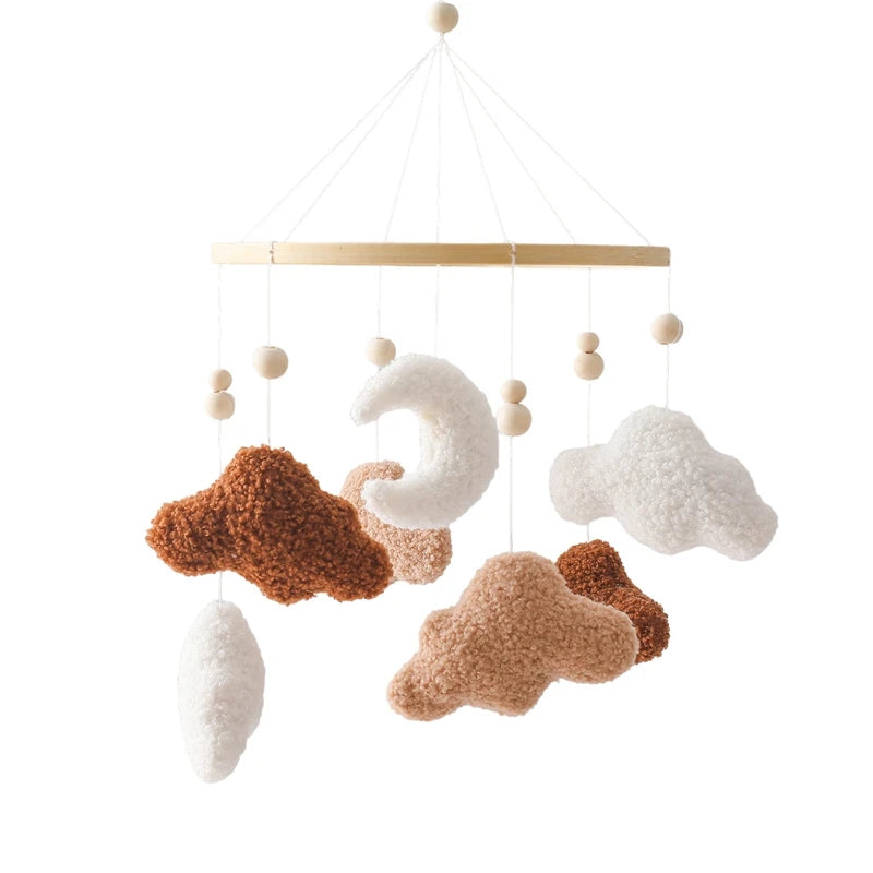 Mobile lit bébé bois feutrine ours cartoon - carillon musical avec support berceau