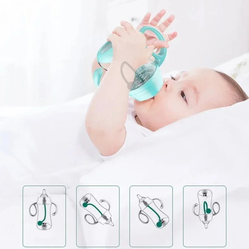 Biberon silicone anti-chute avec paille et poignée isolante