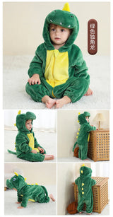 Combinaison pyjama bébé flanelle cartoon - grenouillère licorne/lapin/dinosaure animal