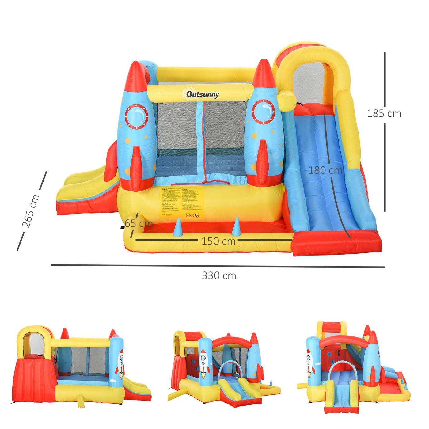 Détail matière — Outsunny Inflatable Castle with 2 Slides Pool J