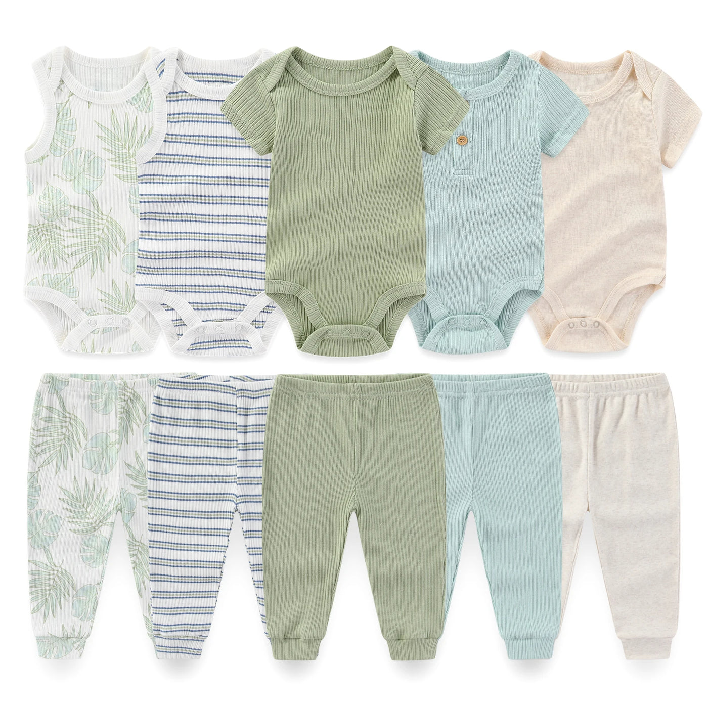 Coffret vêtements bébé 10 pièces Mybooni — Body et pantalon toutes saisons