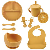 Set vaisselle bébé silicone sans BPA Mybooni — Bol ventouse assiette tasse couverts