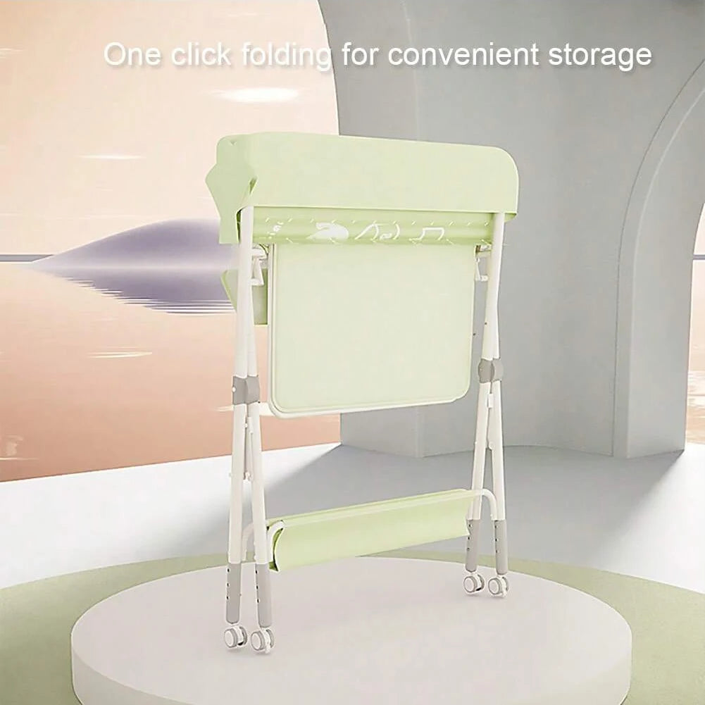 Table à langer bébé avec roulettes Mybooni — Pliable hauteur réglable organiseur
