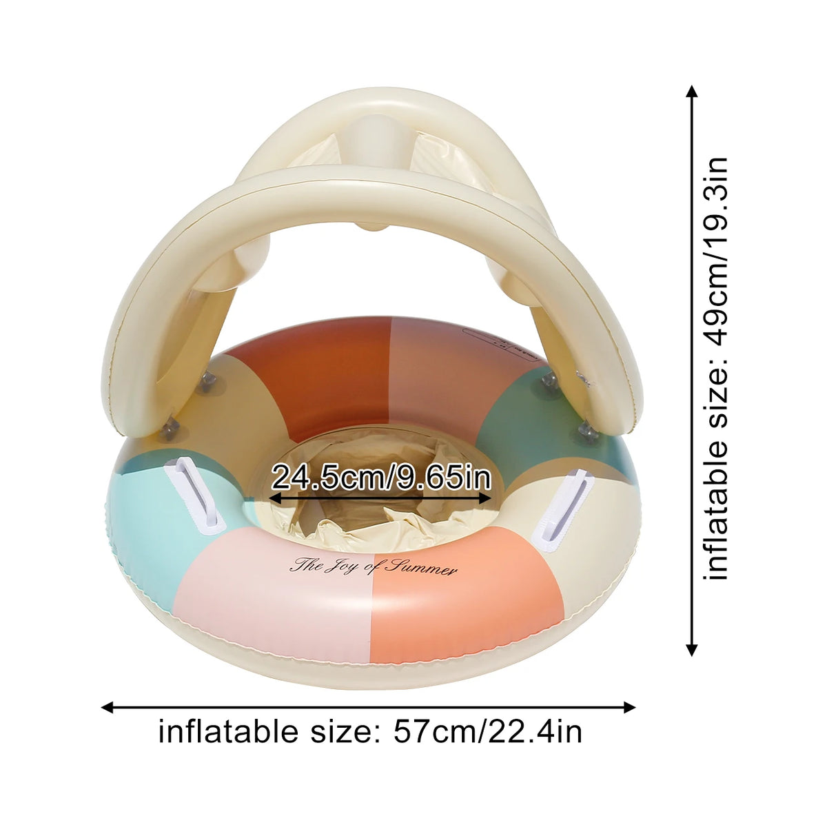 Bouée siège multicolore orange et rose, 57 × 49 cm | Mybooni