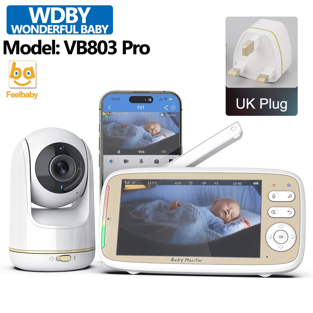 Babyphone 5 pouces PTZ WiFi Mybooni — Zoom 3x, Vision nocturne, Audio bidirectionnel