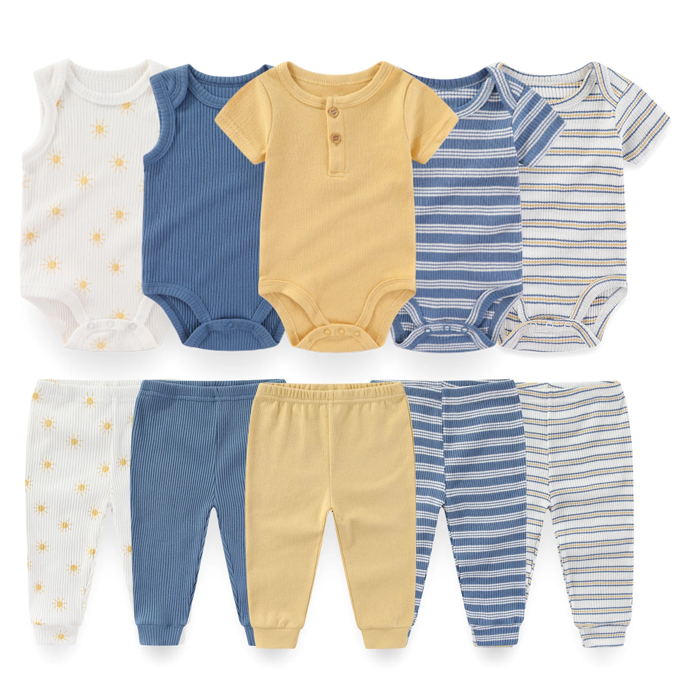 Coffret vêtements bébé 10 pièces Mybooni — Body et pantalon toutes saisons