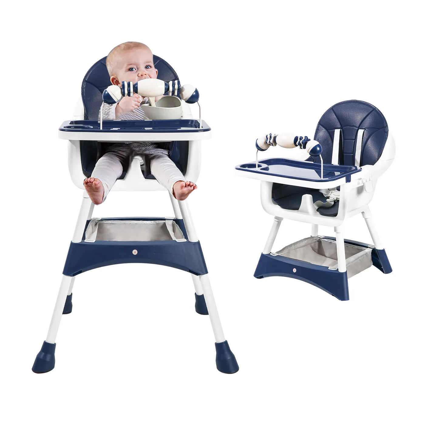 Chaise haute portable convertible Mybooni — Double plateau repas et jeux