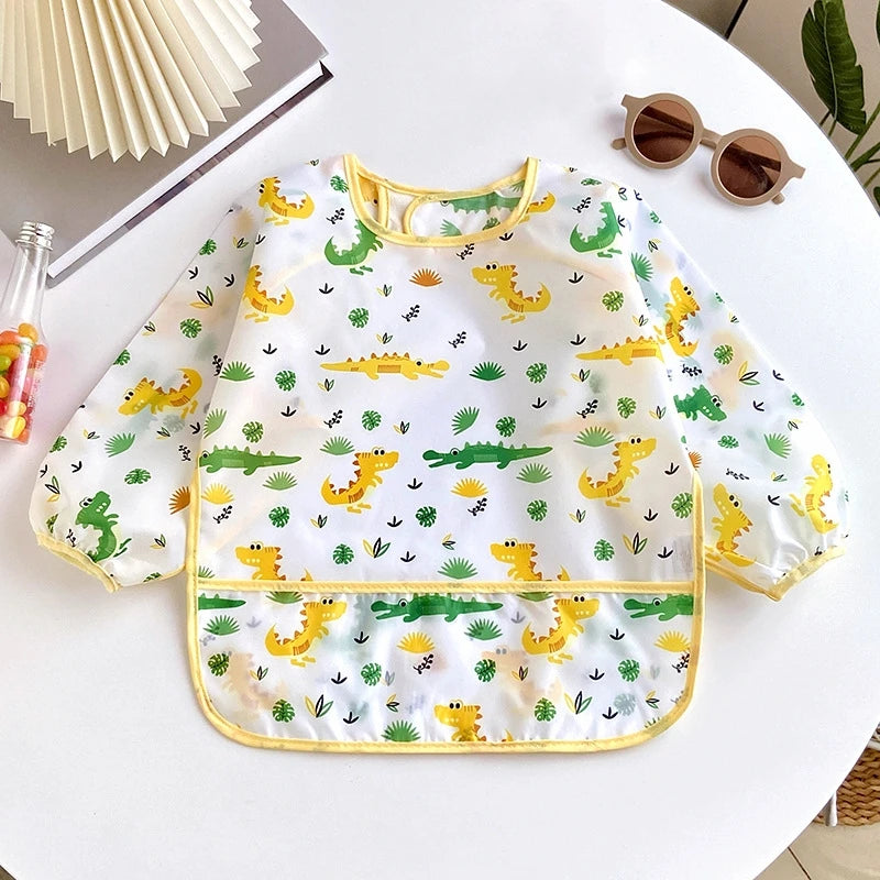 Bavoir tablier imperméable bébé manches longues - smock alimentation enfant plastron bavette vêtement