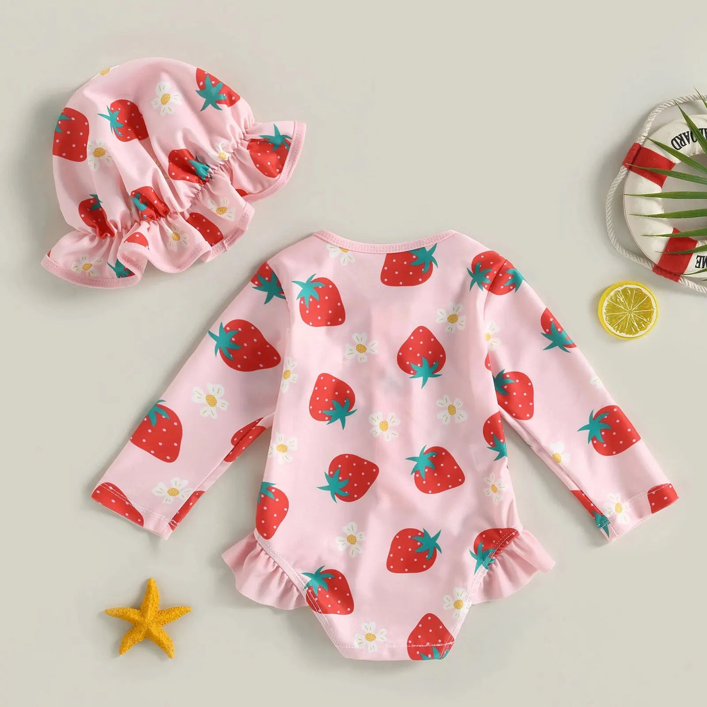 Maillot de bain bébé fille imprimé fleurs fraises — Bouni